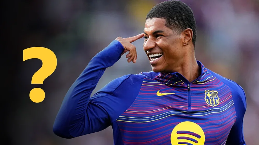 Marcus Rashford in a Barcelona tracksuit